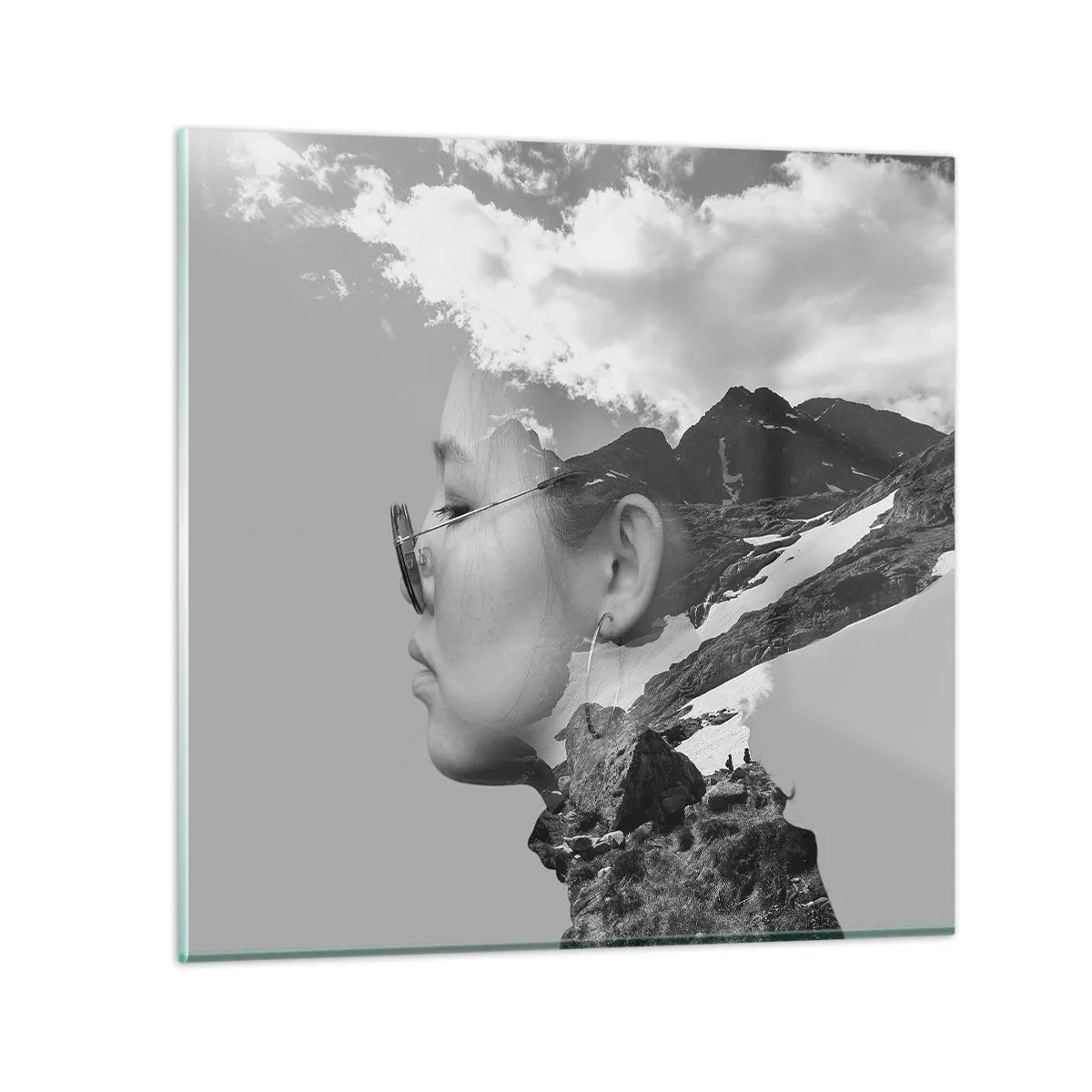 Impression sur verre - Image sur verre - Portrait de montagnes et nuages - 40x40 cm