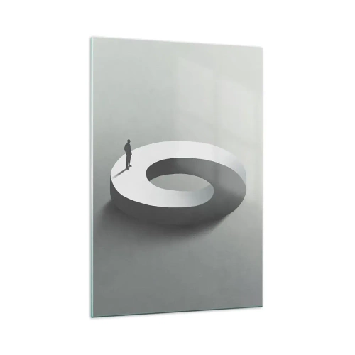 Impression sur verre - Image sur verre - Un homme sur une structure grise et abstraite - 70x100cm - Et sois intelligent ici - Décoration murale moderne pour le salon et la chambre ARTTOR