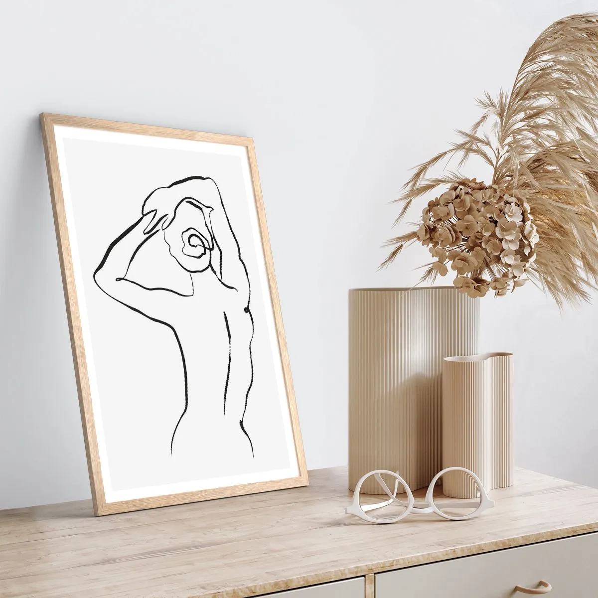 Affiche dans un chêne clair - Poster - Action matinale - 70x100 cm