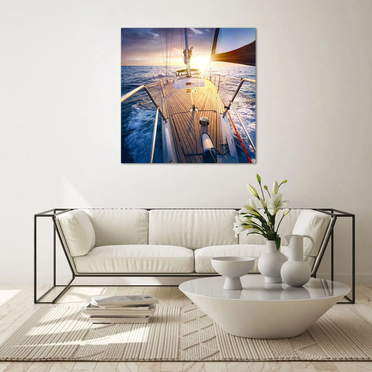 Impression sur verre - Image sur verre - Courir sur les vagues - 60x60 cm