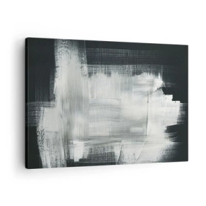 Impression sur toile - Image sur toile - Traits abstraits blancs sur fond sombre - 70x50cm - Tissé à la verticale et à l'horizontale - Décoration murale moderne pour le salon et la chambre ARTTOR