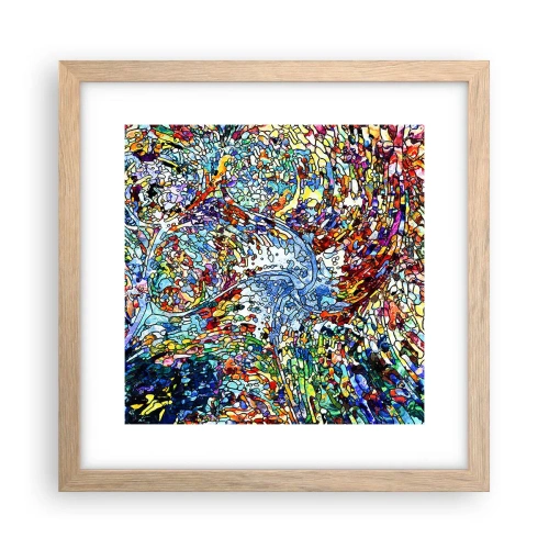 Affiche dans un chêne clair - Poster - Goutte de vitrail - 30x30 cm