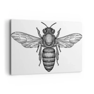 Impression sur toile - Image sur toile - Un motif d'abeille de dessin animé sur fond blanc dans un style minimaliste. - 100x70cm - Portrait d'insecte - Décoration murale moderne pour le salon et la chambre ARTTOR