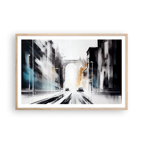 Affiche dans un chêne clair - Poster - Étude de ville : architecture et mouvement - 91x61 cm