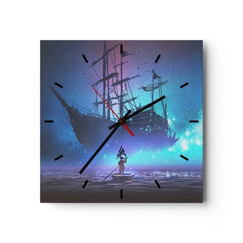 Horloge murale - Pendule murale - A la rencontre du mythe de la mer - 40x40 cm