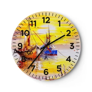 Horloge murale - Pendule murale - Un repos bien mérité au port - 40x40 cm