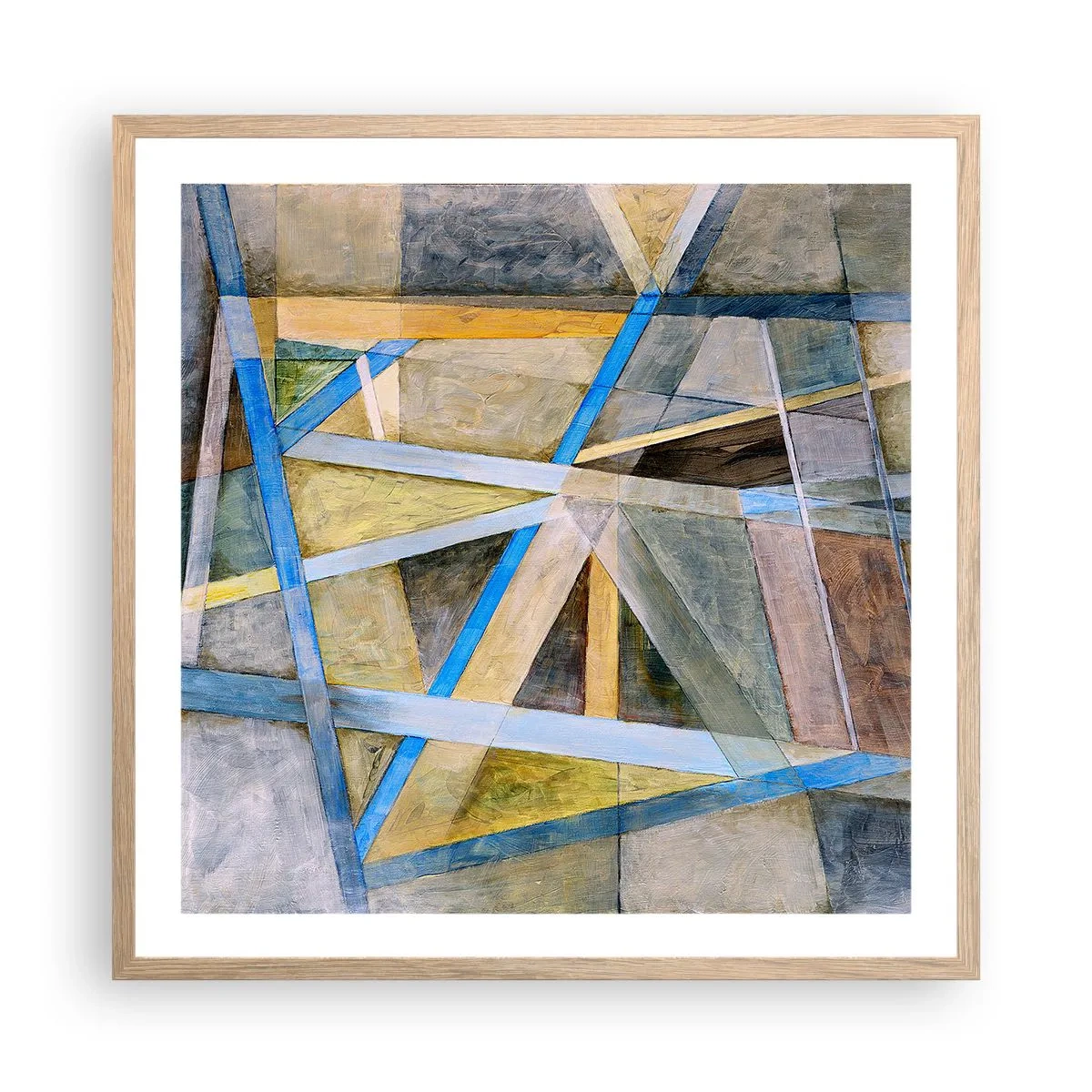 Affiche dans un chêne clair - Poster - Tout droit ou en diagonale ? - 60x60 cm