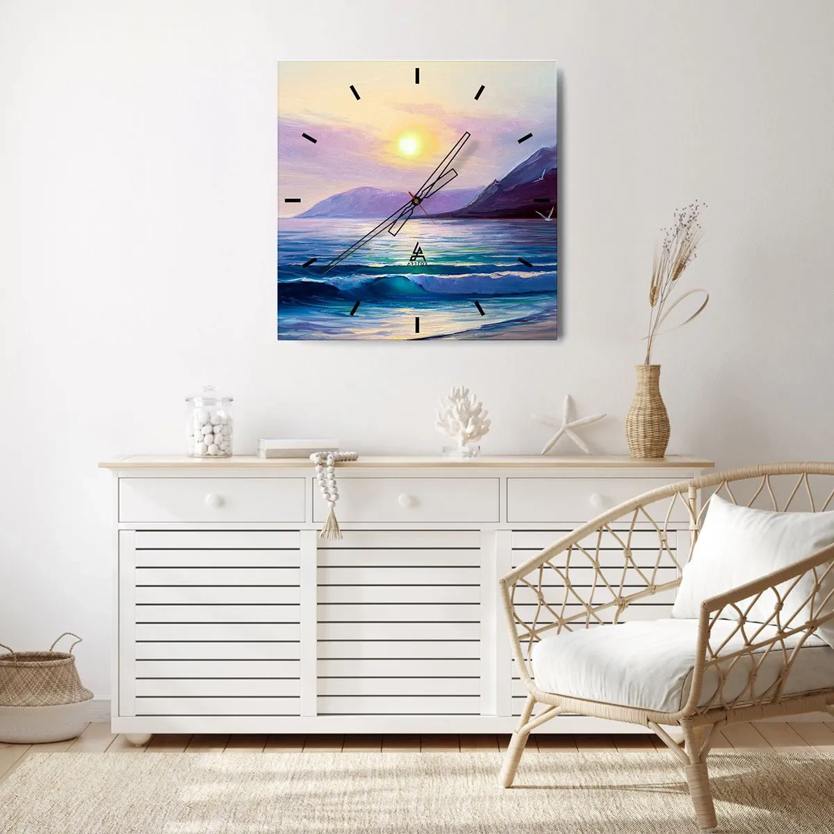 Horloge murale - Pendule murale - Cristal d'eau et d'air - 30x30 cm