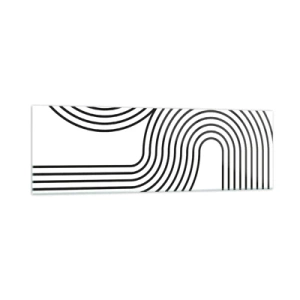 Impression sur verre - Image sur verre - Une peinture abstraite avec des lignes noires créant des motifs géométriques sur un fond blanc. - 160x50cm - En plein virage - Décoration murale moderne pour le salon et la chambre ARTTOR