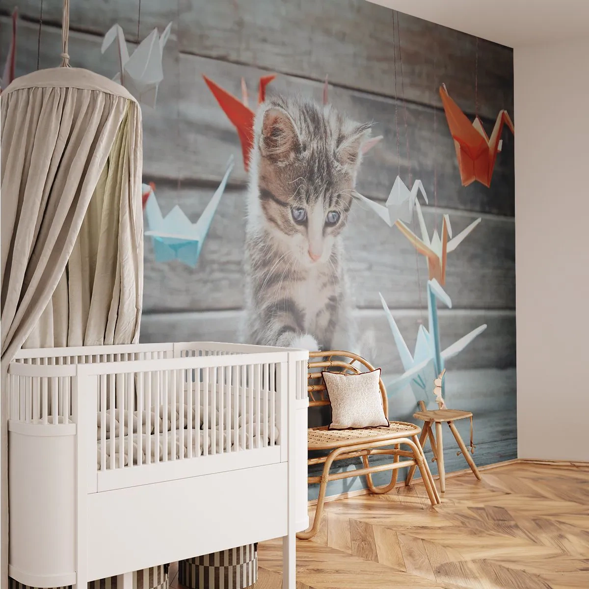 Papier Peint Autocollant Deluxe Sticker - Première leçon - Animaux, Chat, Origami - 250x175 cm