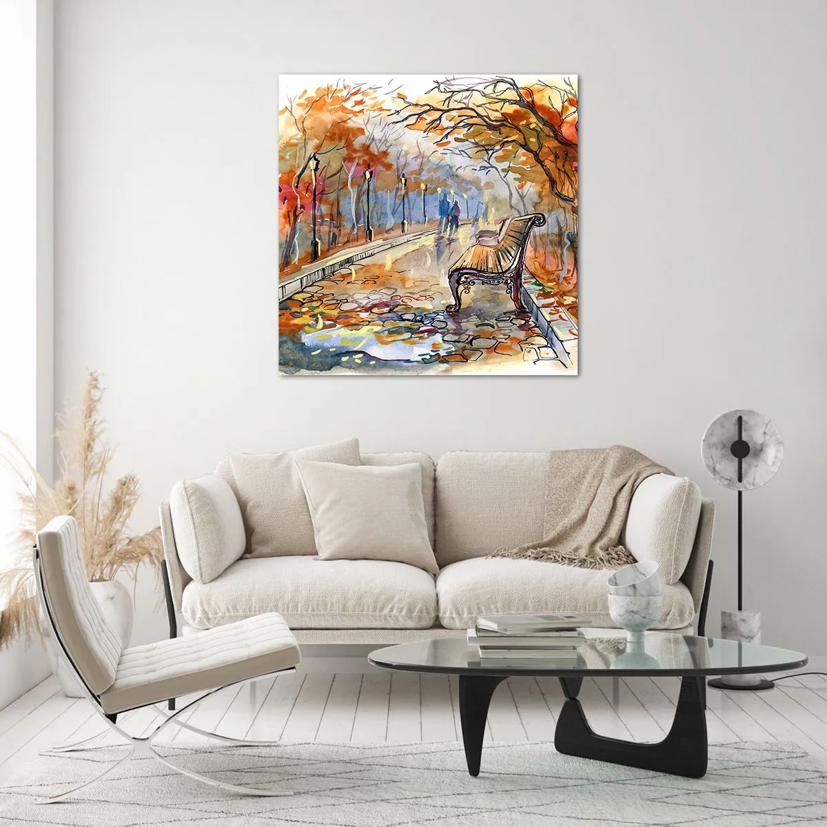 Impression sur verre - Image sur verre - Errer ensemble à l'automne - 60x60 cm