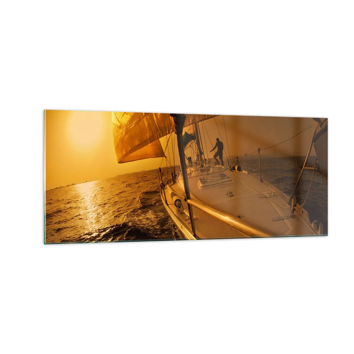 Impression sur verre - Image sur verre - Une soirée en por après une journée haute en couleurs - 100x40 cm