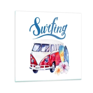 Impression sur verre - Image sur verre - Concombre - un classique pour un surfeur - 70x70 cm