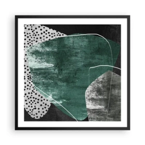 Affiche dans un cadre noir - Poster - Abstraction colorée avec feuille d'or - 60x60 cm