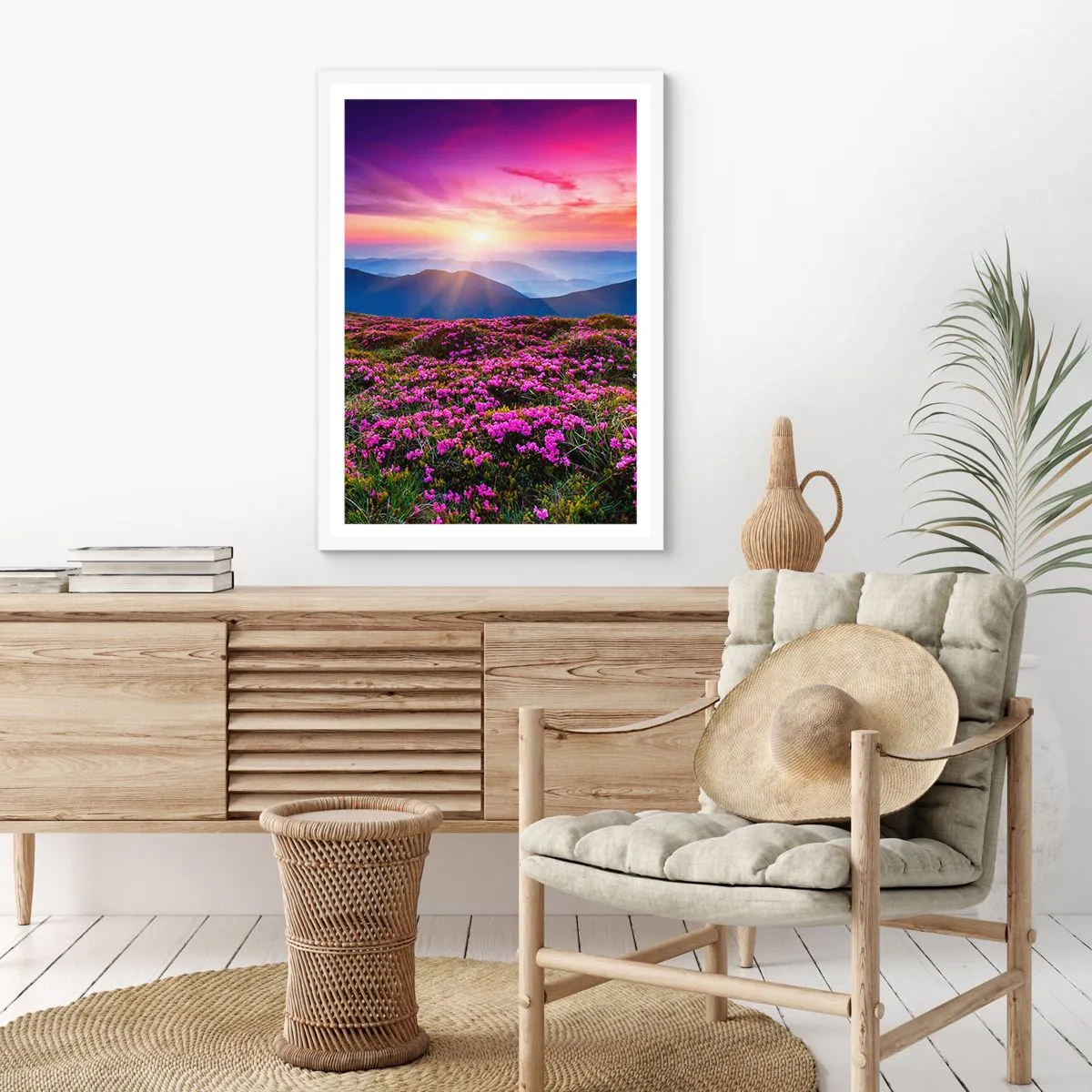 Affiche dans un cadre blanc - Poster - Les herbes sentaient les grappes fraîches de la récolte - 50x70 cm