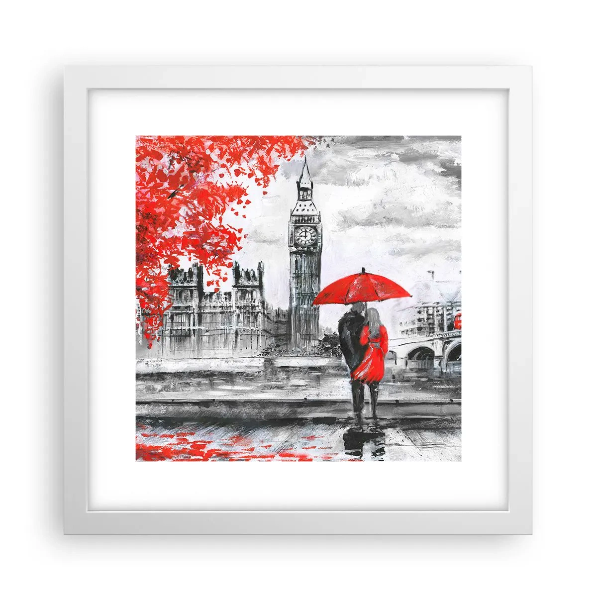 Affiche dans un cadre blanc - Poster - Amoureux de Londres - 30x30 cm