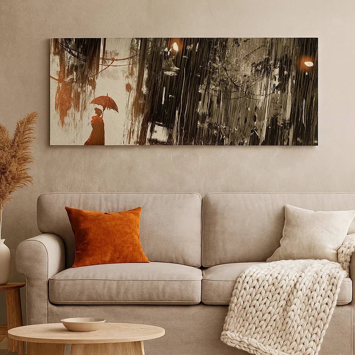 Impression sur toile - Image sur toile - La poésie du parapluie rouge - 30x30 cm