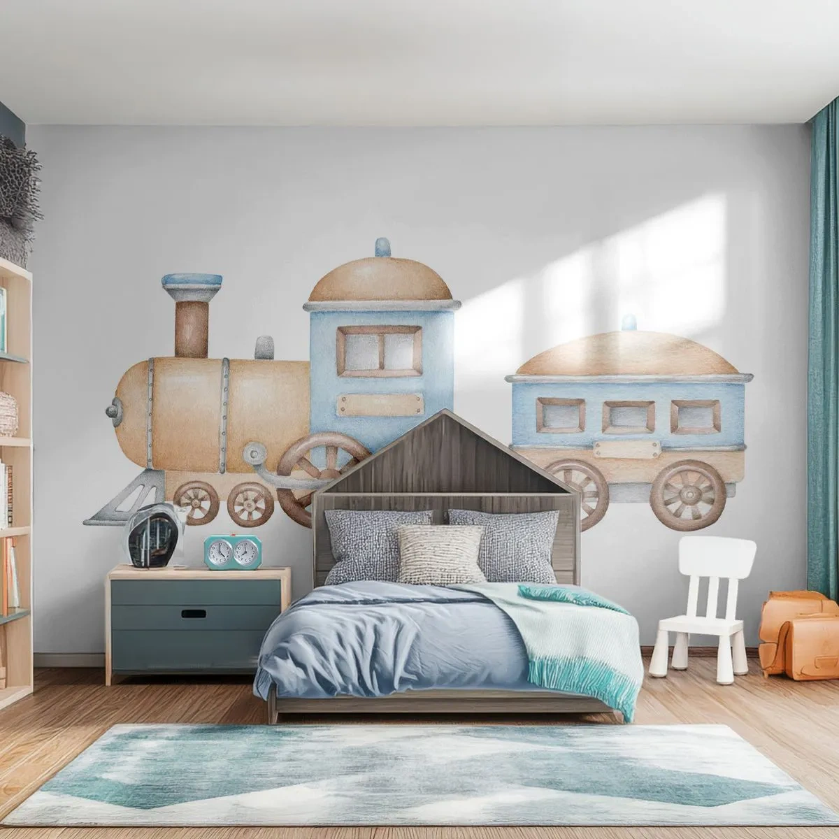 Papier Peint Autocollant Deluxe Sticker - Il est à la gare... - Enfants, Former, Rétro - 350x256 cm