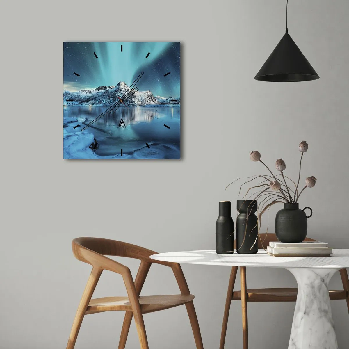 Horloge murale - Pendule murale - Nuit de lumières - 30x30 cm