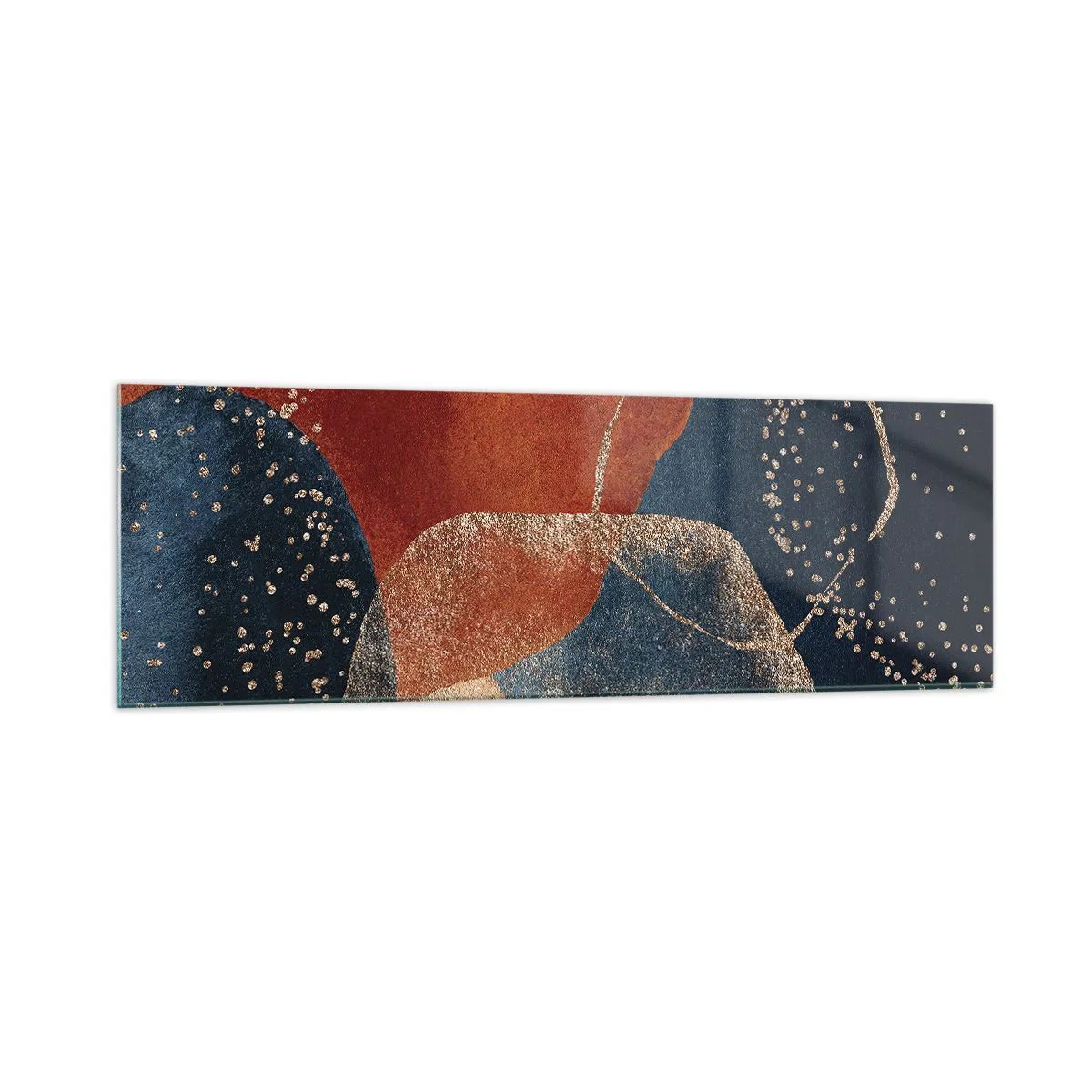 Impression sur verre - Image sur verre - Formes abstraites dans des tons de rouge et de bleu - 160x50cm - La légèreté de l'être - Décoration murale moderne pour le salon et la chambre ARTTOR