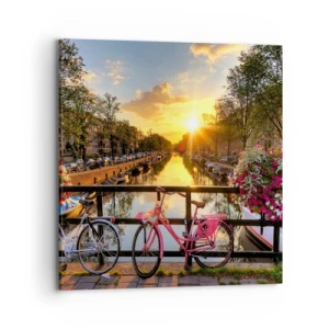 Impression sur toile - Image sur toile - Matin de printemps à Amsterdam - 70x70 cm