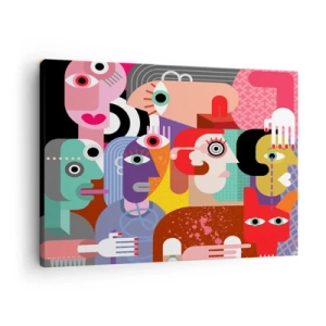 Impression sur toile - Image sur toile - Abstraction colorée avec des visages géométriques - 70x50cm - Nous par M. Picasso - Décoration murale moderne pour le salon et la chambre ARTTOR