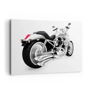 Impression sur toile - Image sur toile - Moto chromée sur fond blanc - 120x80cm - Rêve de collectionneur - Décoration murale moderne pour le salon et la chambre ARTTOR