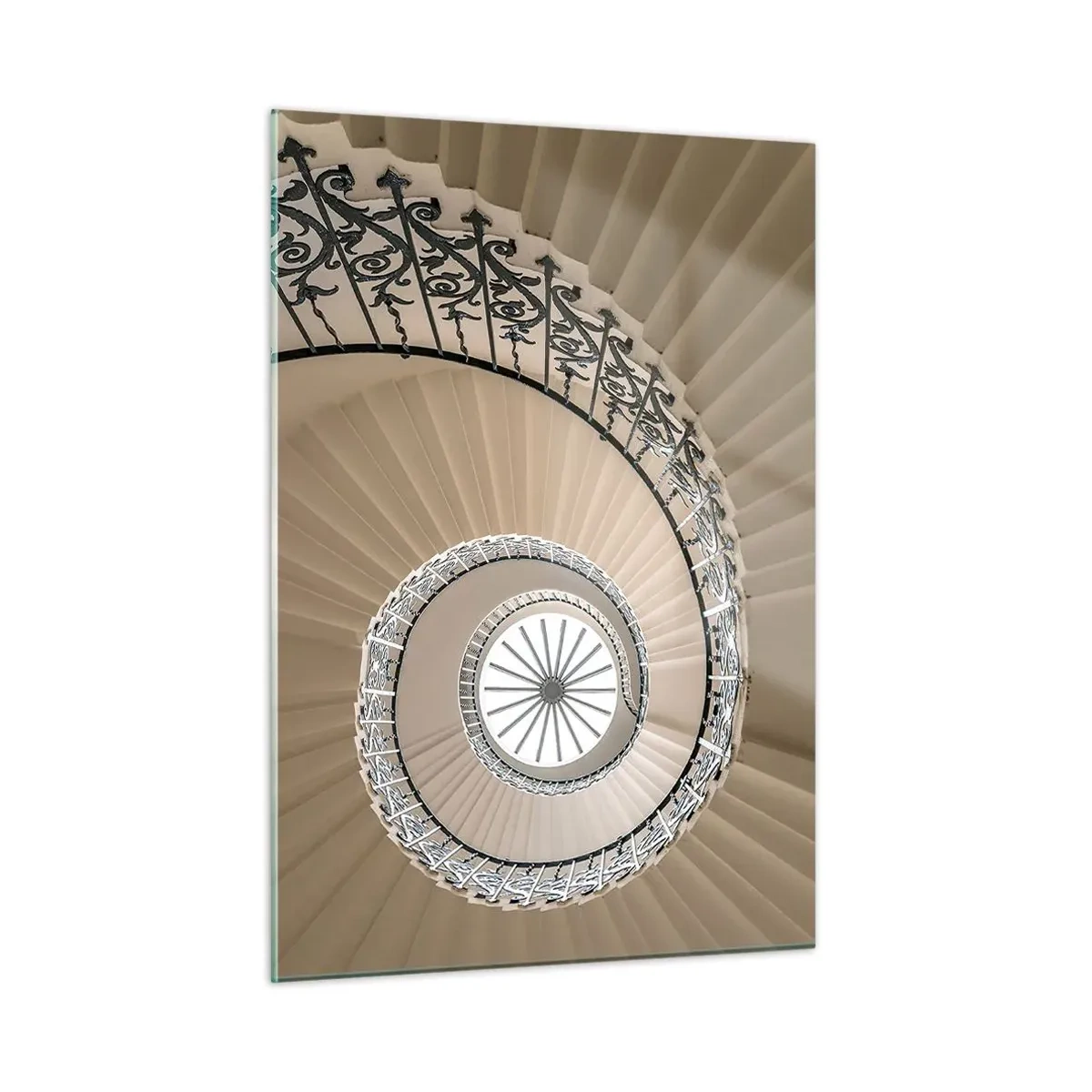 Impression sur verre - Image sur verre - Vue d'un escalier en colimaçon ressemblant à un coquillage - 50x70cm - À l'intérieur de la coquille - Décoration murale moderne pour le salon et la chambre ARTTOR