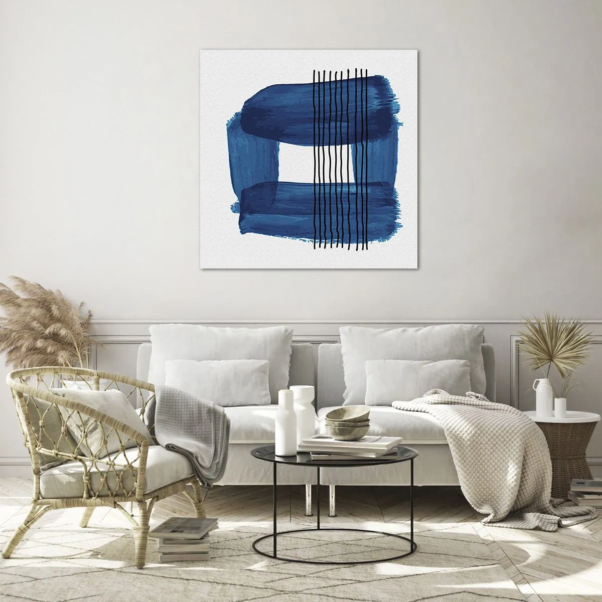 Impression sur verre - Image sur verre - Composition noire-bleue - 50x50 cm