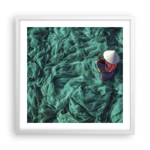 Affiche dans un cadre blanc - Poster - Dans une mer de filet - 50x50 cm