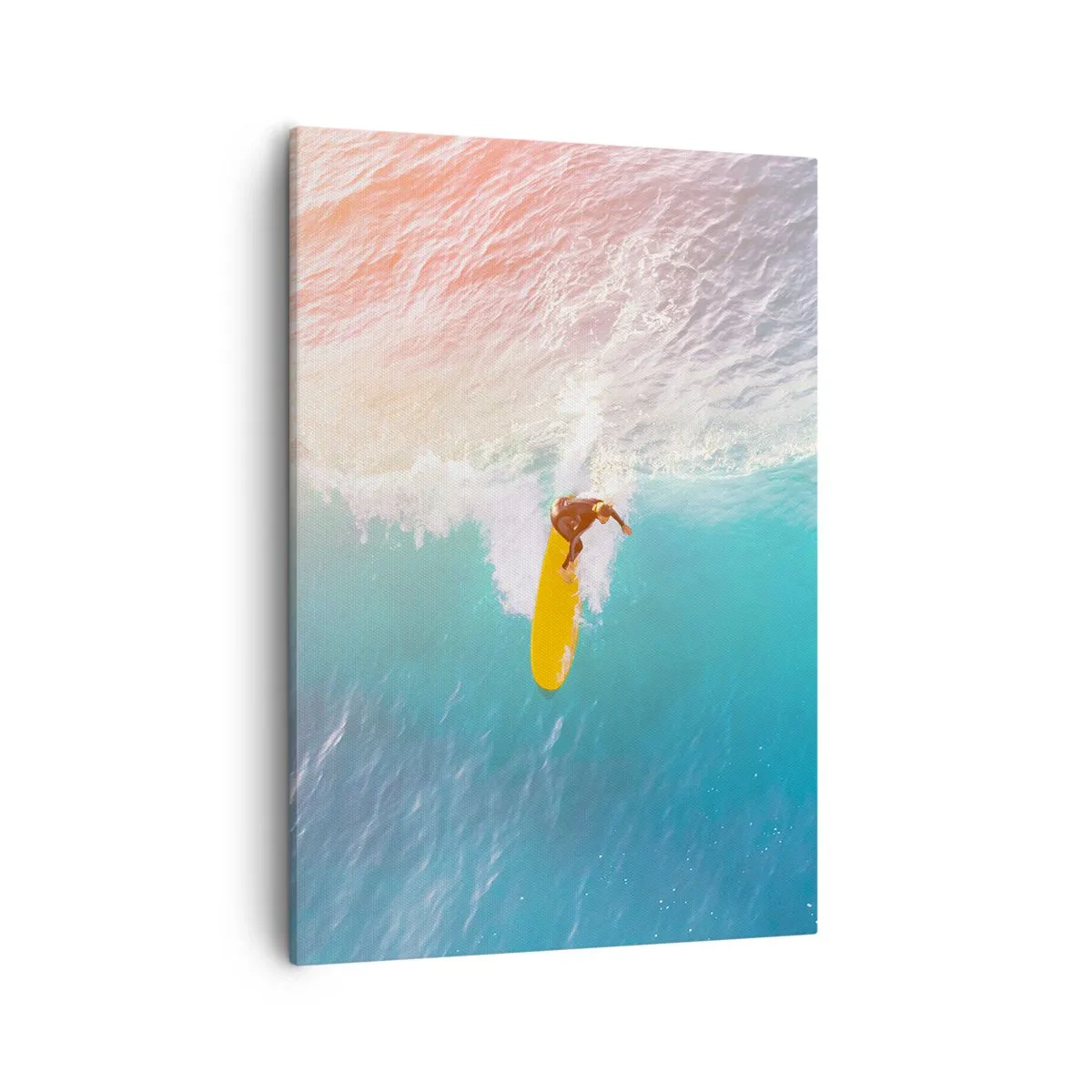 Impression sur toile - Image sur toile - Surfeur sur une vague aux couleurs pastel - 50x70cm - Le cavalier de l'océan - Décoration murale moderne pour le salon et la chambre ARTTOR