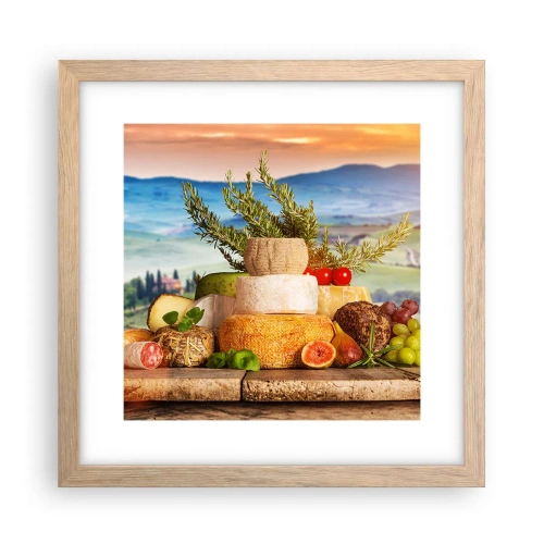 Affiche dans un chêne clair - Poster - La joie de vivre à l'italienne - 30x30 cm