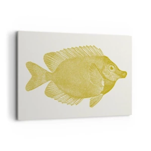 Impression sur toile - Image sur toile - Poisson rouge vintage sur fond clair - 120x80cm - Du poisson et c'est tout - Décoration murale moderne pour le salon et la chambre ARTTOR