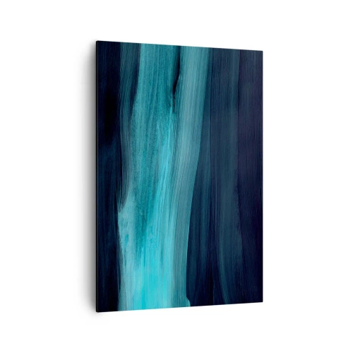 Impression sur toile - Image sur toile - De subtiles vagues abstraites dans des tons bleus foncés - 70x100cm - Suivez le courant - Décoration murale moderne pour le salon et la chambre ARTTOR