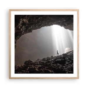 Affiche dans un chêne clair - Poster - Grotte lumineuse - 60x60 cm