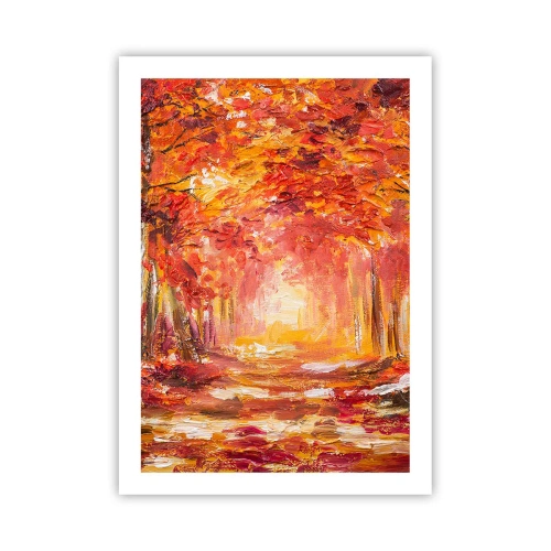 Affiche - Poster - Une avenue pittoresque aux couleurs d'automne - 50x70cm - Forêt de cuivre - Décoration murale moderne pour le salon et la chambre ARTTOR
