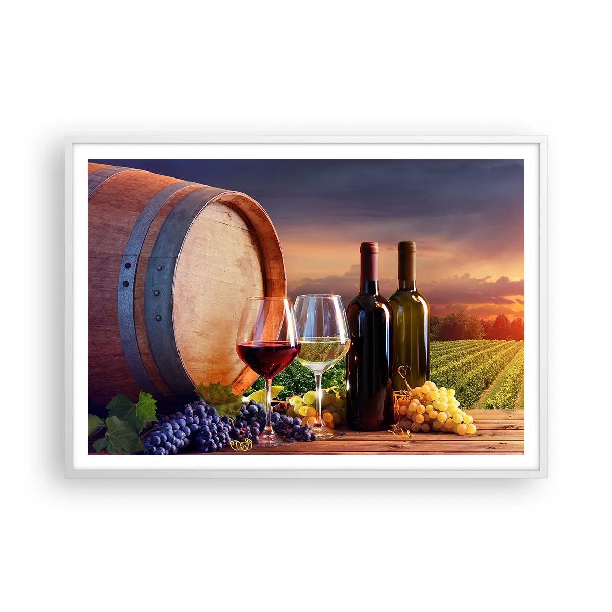 Affiche dans un cadre blanc - Poster - Ici la vie a du goût - 100x70 cm