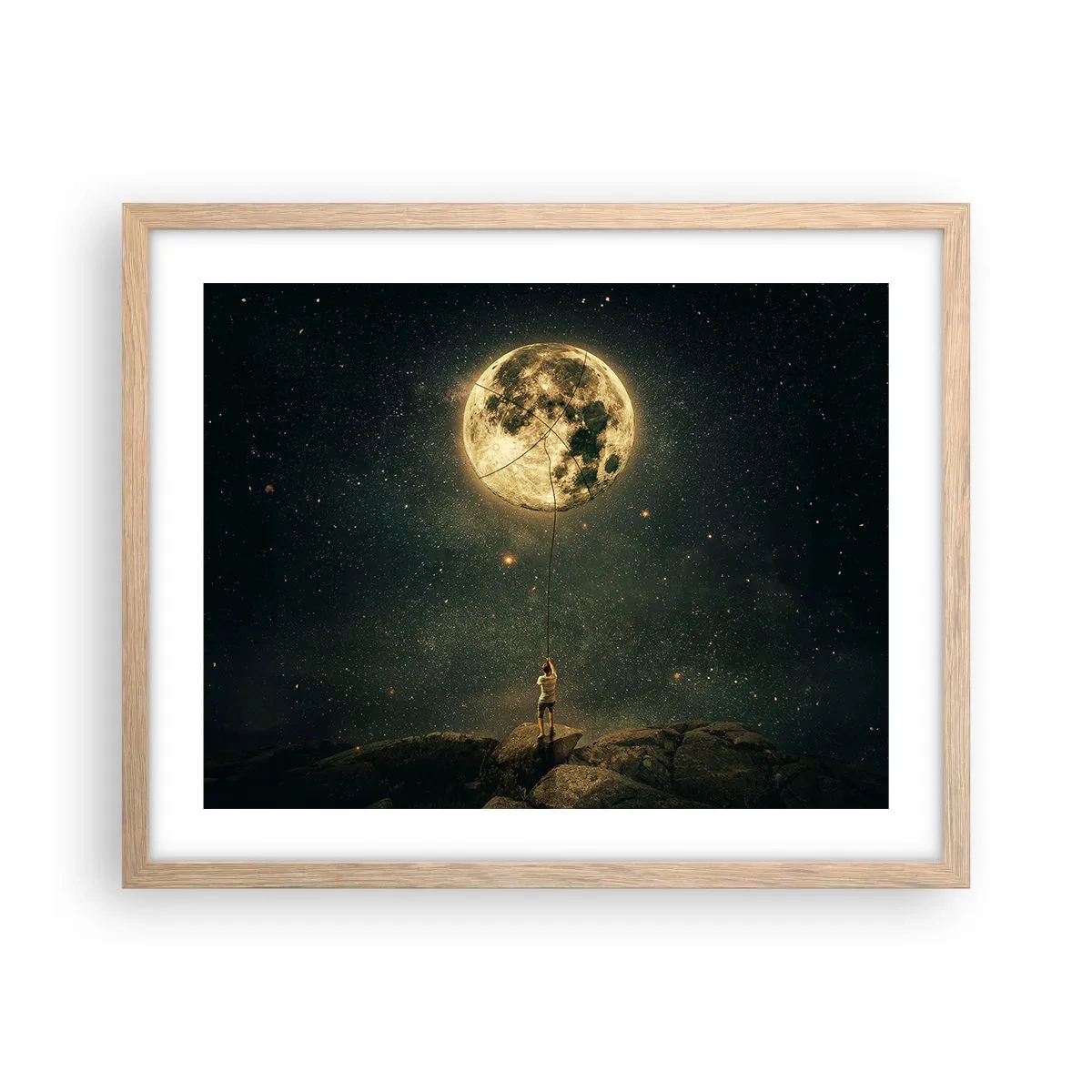 Affiche dans un chêne clair - Poster - Celui qui a volé la lune - 50x40 cm