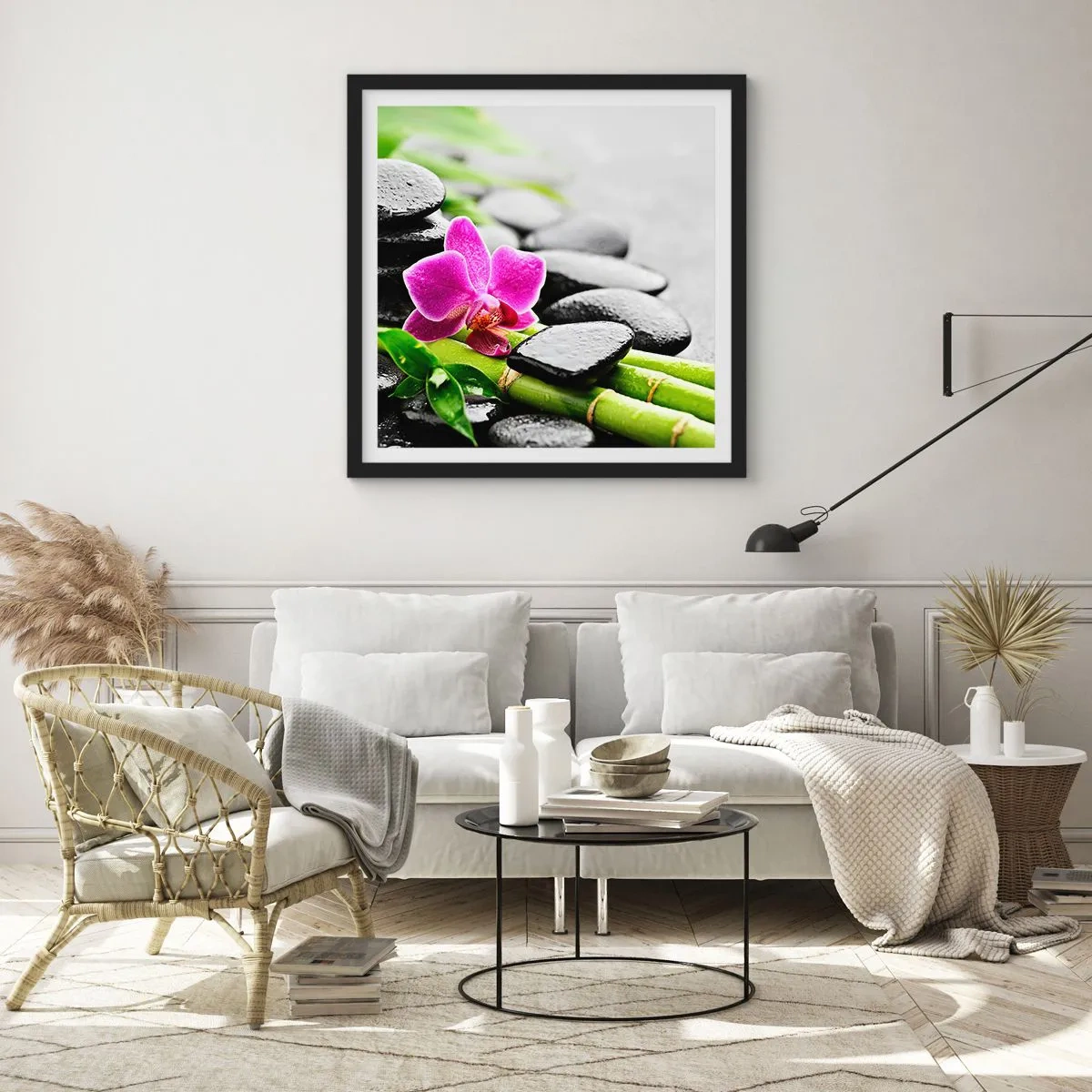 Affiche dans un cadre noir - Poster - Dans un équilibre de calme - 50x50 cm