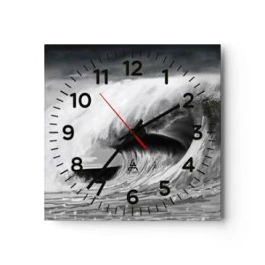 Horloge murale - Pendule murale - La colère de l'océan - 30x30 cm