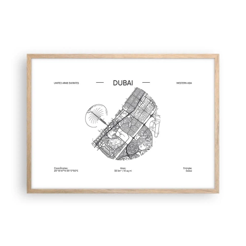 Affiche dans un chêne clair - Poster - Anatomie de Dubaï - 70x50 cm