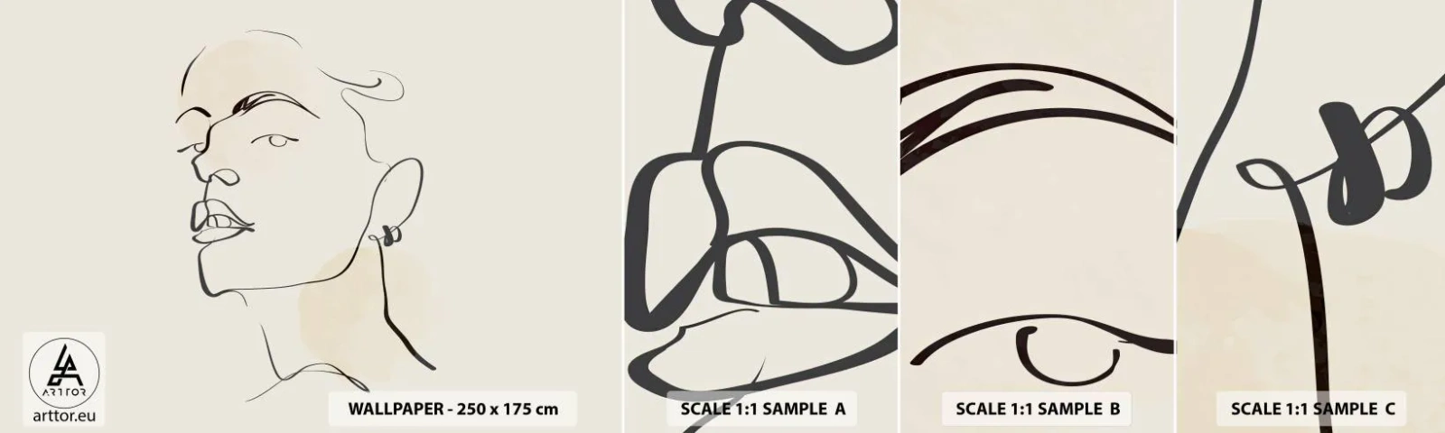 Échantillon de Papier Peint Autocollant Deluxe Sticker - Regard fier - Visage de femme, Portrait d'une femme, Graphique - 100x30 cm