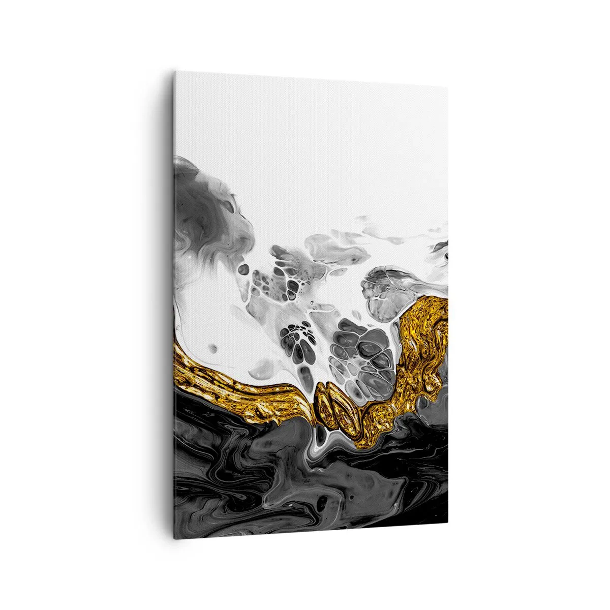 Impression sur toile - Image sur toile - Une composition abstraite avec des accents d'or et de noir. - 80x120cm - Composition organique - Décoration murale moderne pour le salon et la chambre ARTTOR