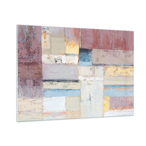Impression sur verre - Image sur verre - Composition géométrique abstraite aux couleurs pastel - 100x70cm - Le calme de la géométrie - Décoration murale moderne pour le salon et la chambre ARTTOR