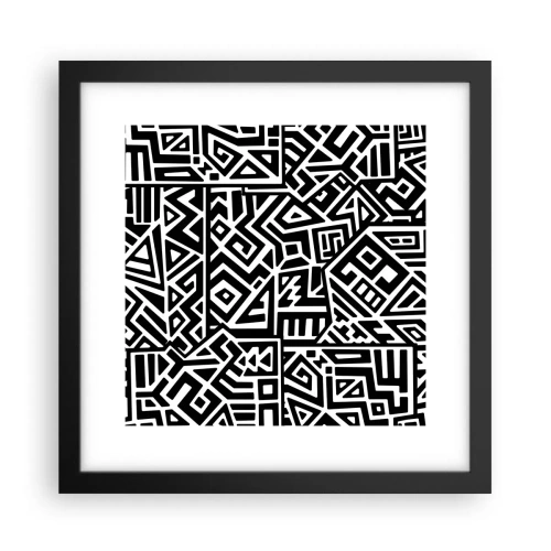 Affiche dans un cadre noir - Poster - Composition précolombienne - 30x30 cm