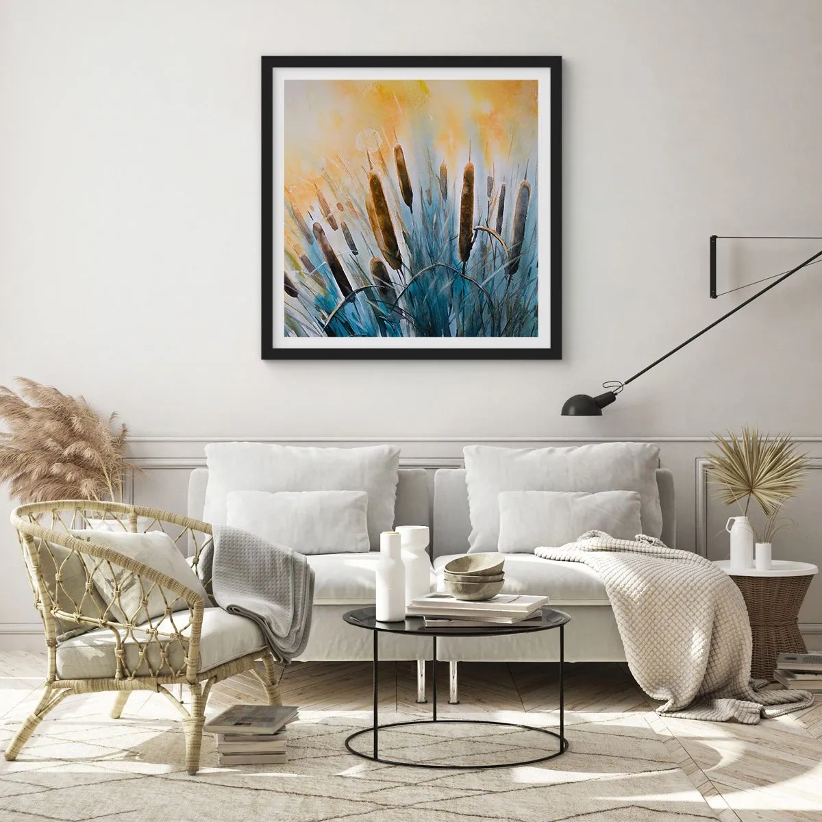 Affiche dans un cadre noir - Poster - Fraicheur de l'eau, chaleur du soleil - 60x60 cm