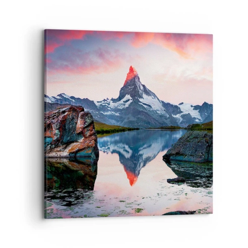 Impression sur toile - Image sur toile - Le coeur des montagnes est chaud - 70x70 cm