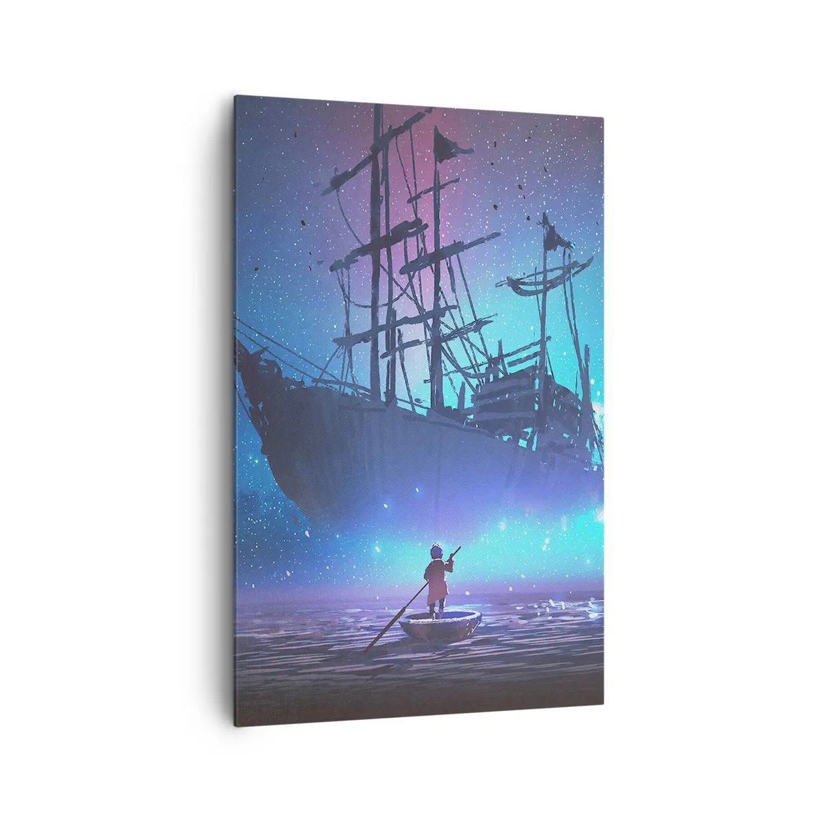 Impression sur toile - Image sur toile - Un navire fantastique contre le ciel étoilé - 80x120cm - A la rencontre du mythe de la mer - Décoration murale moderne pour le salon et la chambre ARTTOR