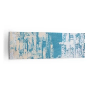 Impression sur toile - Image sur toile - Composition abstraite dans les tons de bleu et de blanc - 160x50cm - À travers un iceberg - Décoration murale moderne pour le salon et la chambre ARTTOR