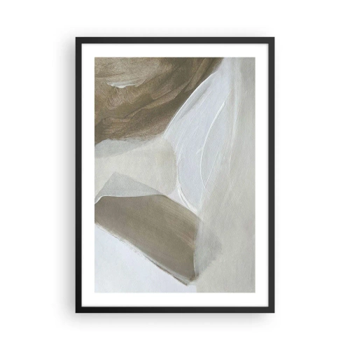Affiche dans un cadre noir - Poster - Abstraction minimaliste dans des tons beiges - 50x70cm - Une vague de blanc - Décoration murale moderne pour le salon et la chambre ARTTOR